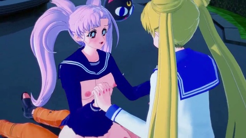 Wilder Dreier mit Naruto, Sailor Moon und einer engen, feuchten Muschi