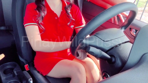 Trading directions for car sex with a horny man: Asian POV creampie adventure!