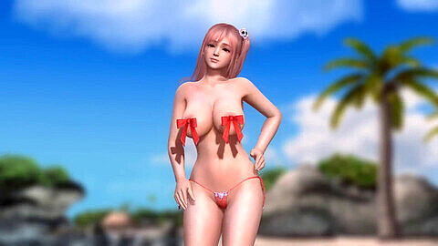 Honoka from Dead or Alive looks ultra-sexy in her new beachwear while dancing by the ocean!