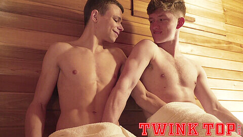 Twink Top - Austin Young dominates Dallas Steele in a steamy bareback threesome