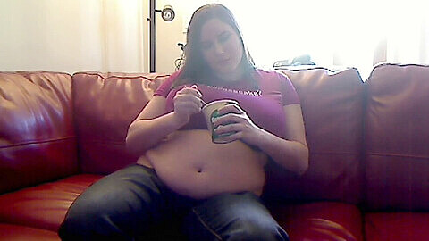Pregnant belly stuffing, bbw girl jeans buttcrack, pregnant stuffing