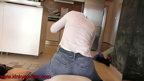 Femdom jeans, facesitting smothering, tight jeans