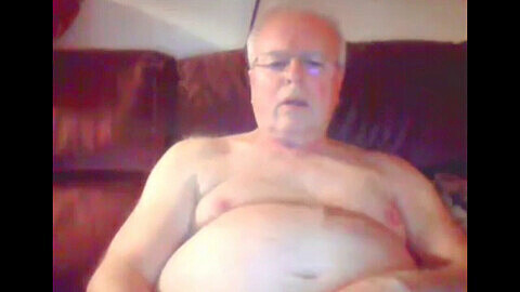 Senior man gets busy on webcam: Gay grandpa strokes his cock for your pleasure!