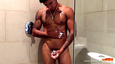 Latin muscle boys, latin boys, boys showering