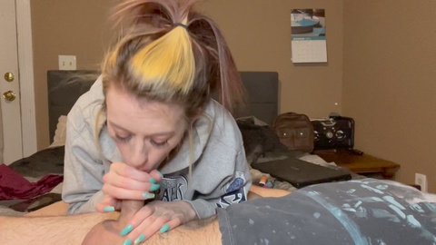 Babyybutt gives a wet and messy blowjob causing intense orgasms