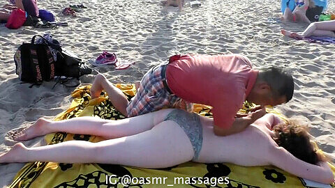 Beach massage, beach bra, beach body massage