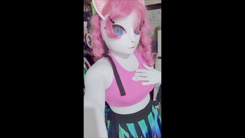 Horny Kigurumi cosplay cat plays with adult toys and jerks off until he cums