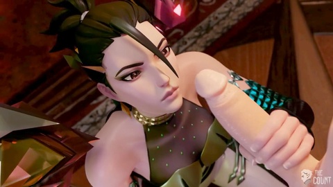 KDA Kaisa from League of Legends indulges in a wild threesome with intense 3D animated hardcore action!