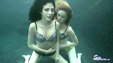 Woman drowning underwater peril, girl trapped underwater, underwater lesbians babe