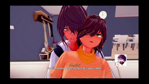 Twisted 3D animated visual novel "Crooked World" part 5 featuring a distorted world and busty teenagers working out with their mummy