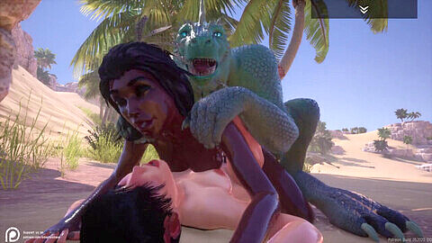 Horny lizard captures two girls in mind-blowing 3D adventure! (60fps)