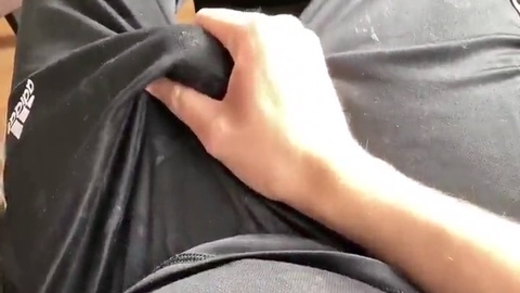 Relaxing in my cum-stained trackies and shooting another load