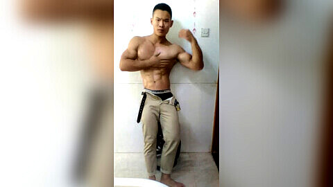 Asian muscle masturbation, taka muscle growth, muscle chinese handsome