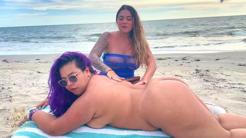 Outdoor sex, big natural tits, nude beach