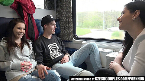Czechcouple, czech av train, public train