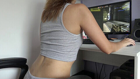 Gamer teenage game, panties 4k, gamer girl play