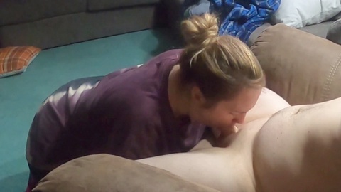 Sensational mommy gives mind-blowing blowjob, making him explode with an intense orgasm