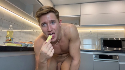 Kitchen, gay naked cooking, cooking